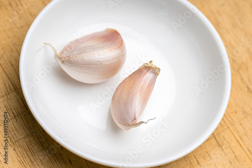 garlic on a wooden board