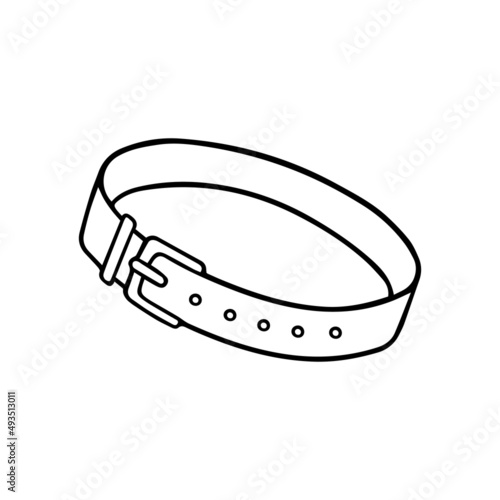 Hand drawn Pet collar doodle. Accessory for dogs and cats in sketch style. Vector illustration isolated on white background.