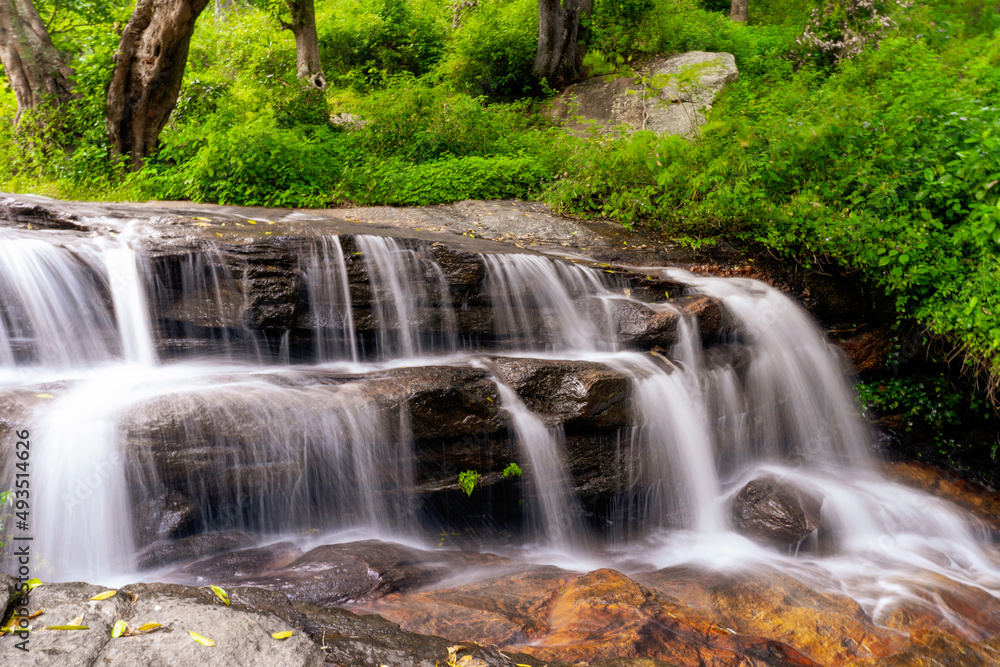 Obraz premium Waterfall in the forest . Autumn nature