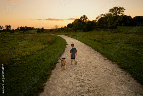 Young Boy and Dog photo