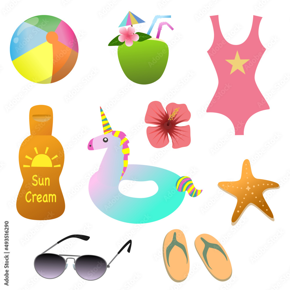 Summer beach collection vector.