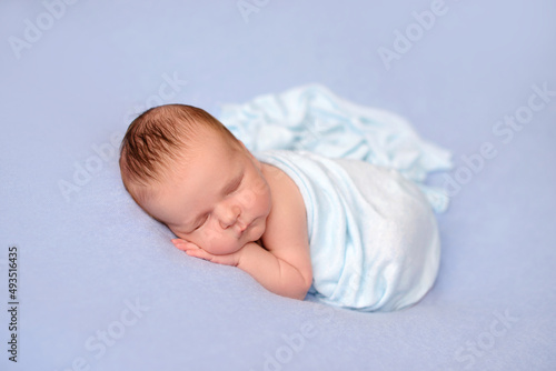 Portrait of cute adorable smiling white Caucasian baby girl boy