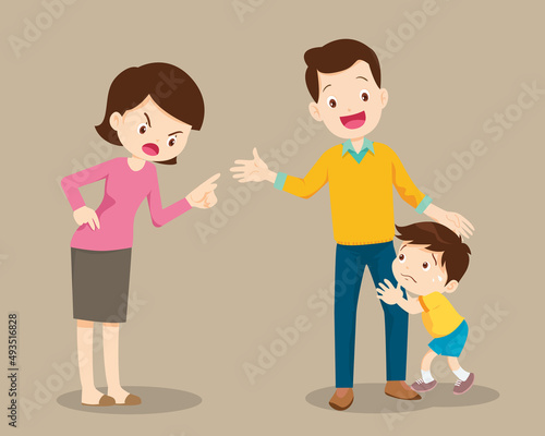 grandmother soothe child from mother scolding