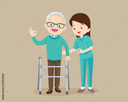 Nurse Caring for the elderly man