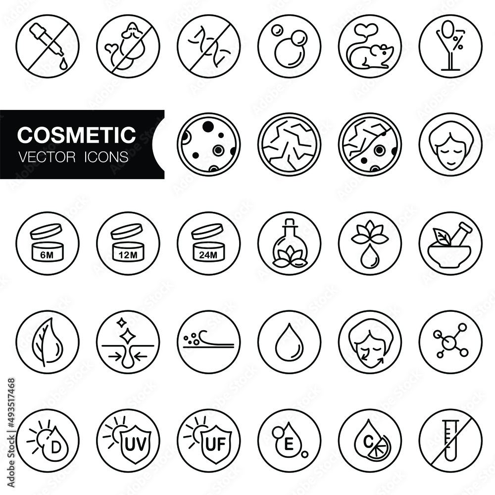 Face and body cosmetic care icons. Thin line icon set. Editable strokes