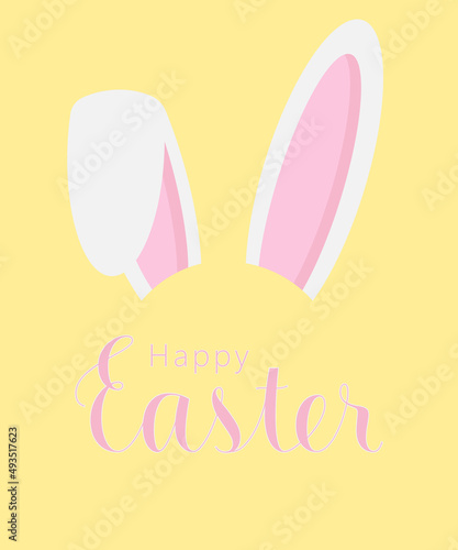 Wallpaper Mural Colorful Happy Easter greeting card with rabbit, bunny, eggs with banners Torontodigital.ca