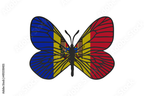Butterfly wings in color of national flag. Clip art on white background. Moldova