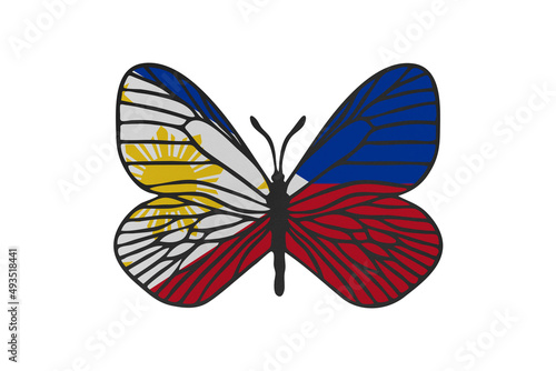Butterfly wings in color of national flag. Clip art on white background. Philippines © Julia