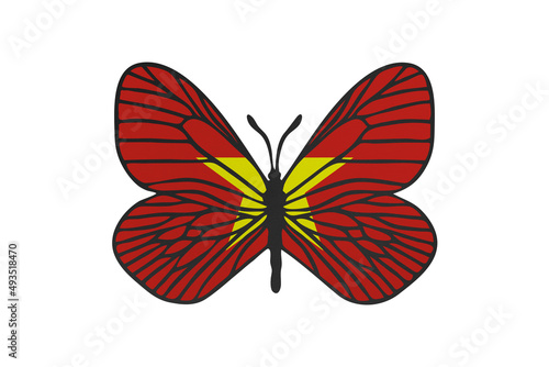 Butterfly wings in color of national flag. Clip art on white background. Vietnam