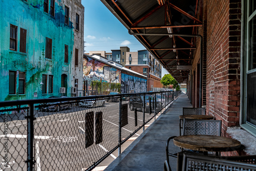 Canvas Print Patio in a downtown restaurant district