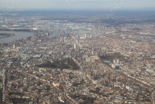 Aerial view of Antwerp city centre in Belgium