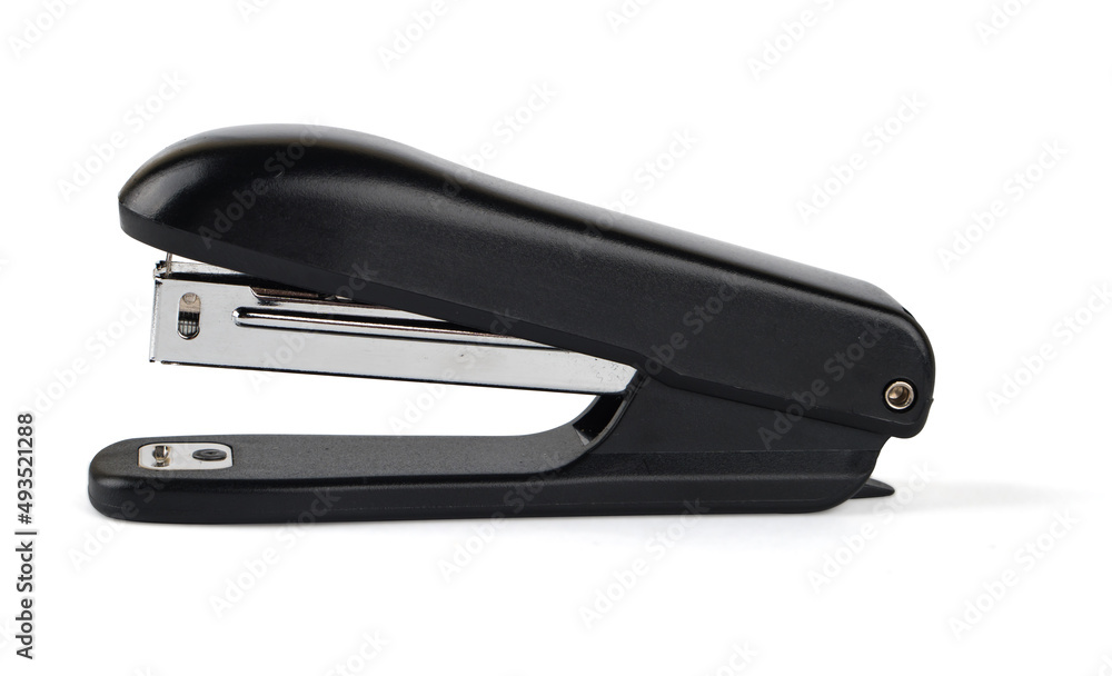 stapler for stapling paper with shadow, on a white background in isolation stapler for stapling paper with shadow, on a white background in isolation