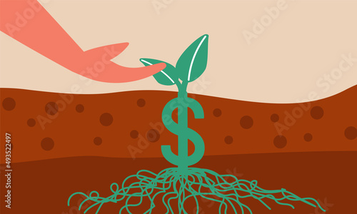 Dollar supply or demand and price law business. Commerce budget report and forecast sale market vector illustration concept. Growth development investment and economic service. Capital balance trade