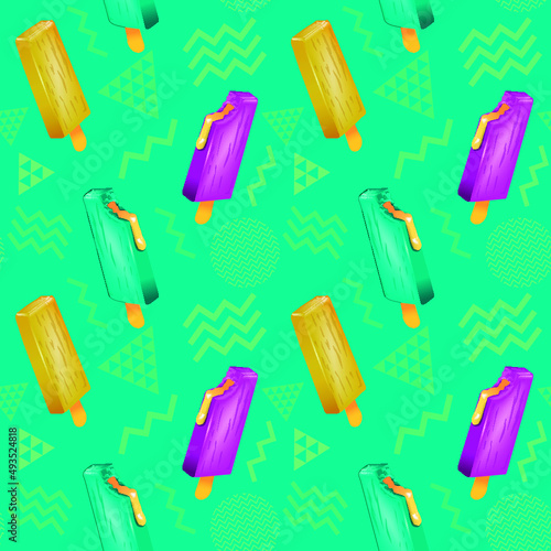 Mexican ice cream seamless pattern