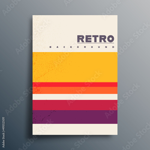 Retro design background with vintage grunge texture and colored stripes. Vector illustration