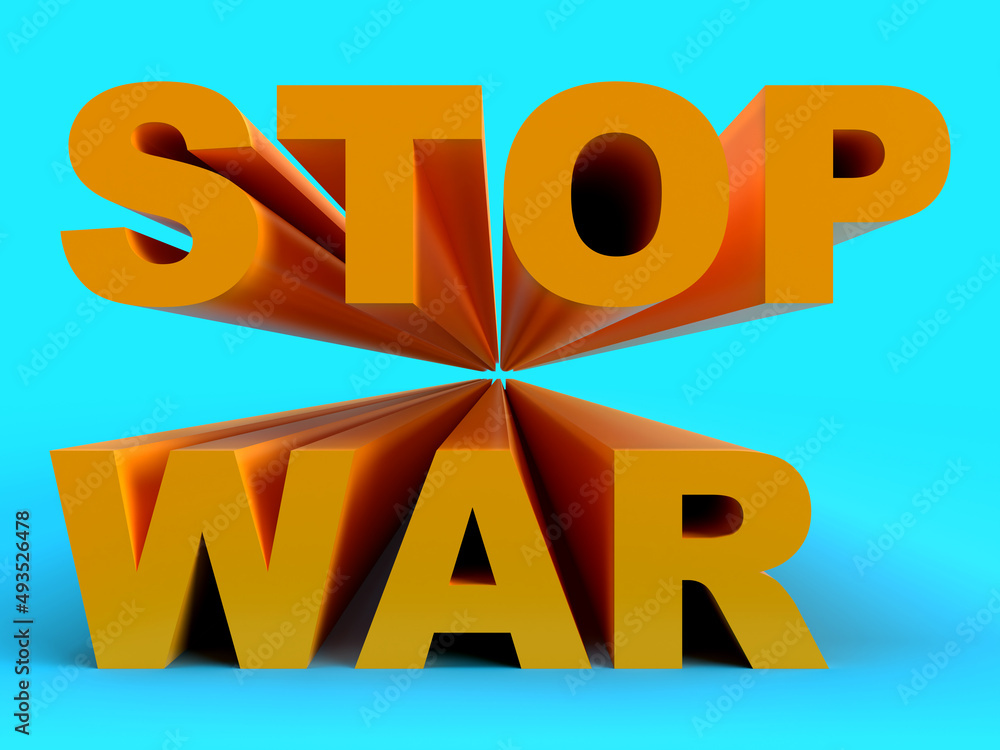 3d render text stop war blue and yellow color hope ukraine 3d render text stop war blue and yellow color hope ukraine