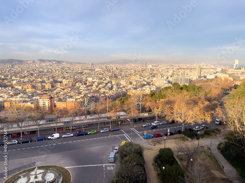 Aerial view over the city of Barcelona