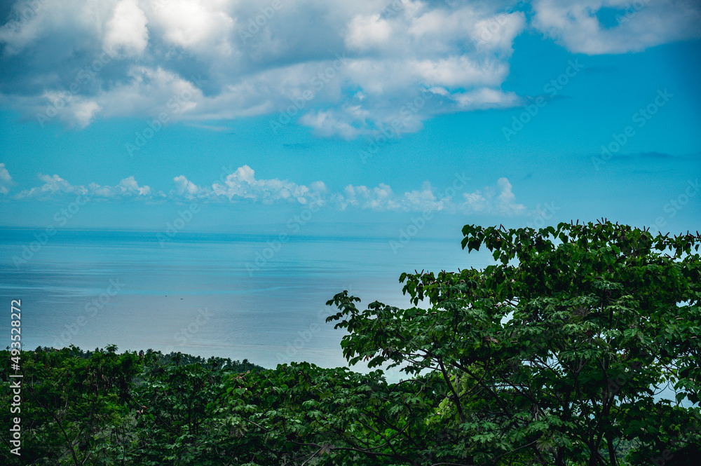 Panorama on coast of atlantic ocean in Dominican Republic
