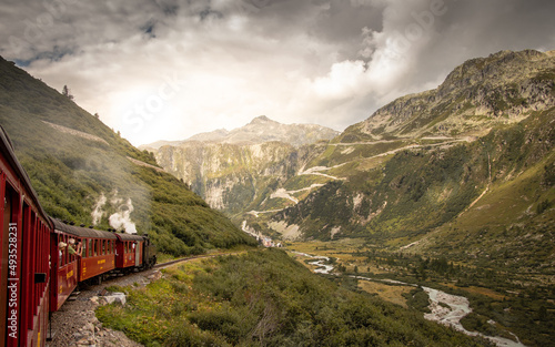 Mit der Furka-Bahn ins Rhonetal im Wallis (Schweiz) photo