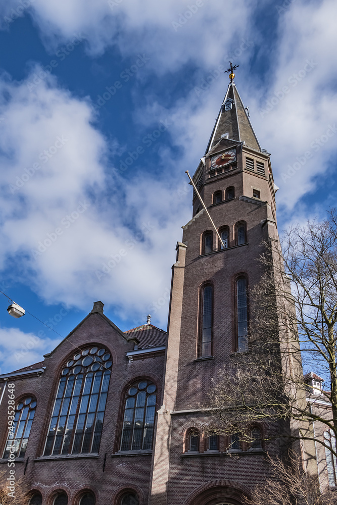 Obraz premium Oranjekerk is a Protestant church building in Amsterdam near Sarphatipark in De Pijp district. Amsterdam, the Netherlands.