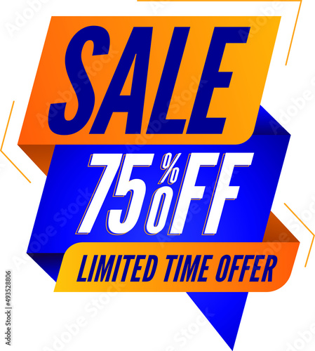 Vector banner template sale 75 porcent off limited time offer
