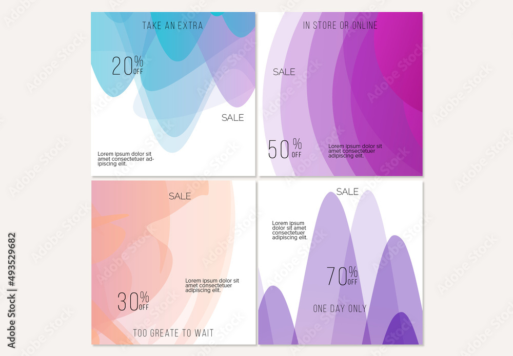 Social Media Post Layout with Transparent Overlapping Gradient Waves ...