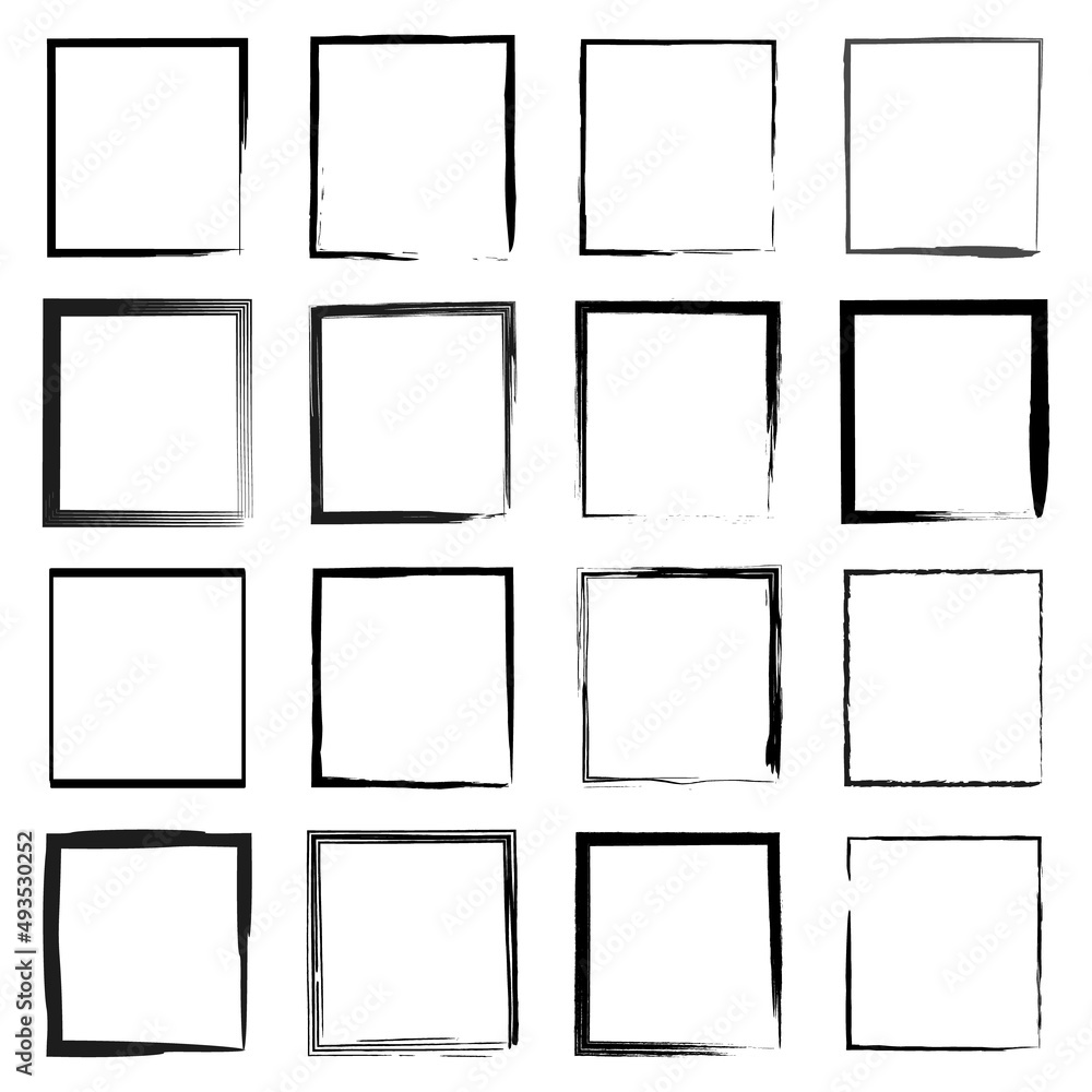 Set of black square grunge frames. Vector illustration. Set of black square grunge frames. Vector illustration.