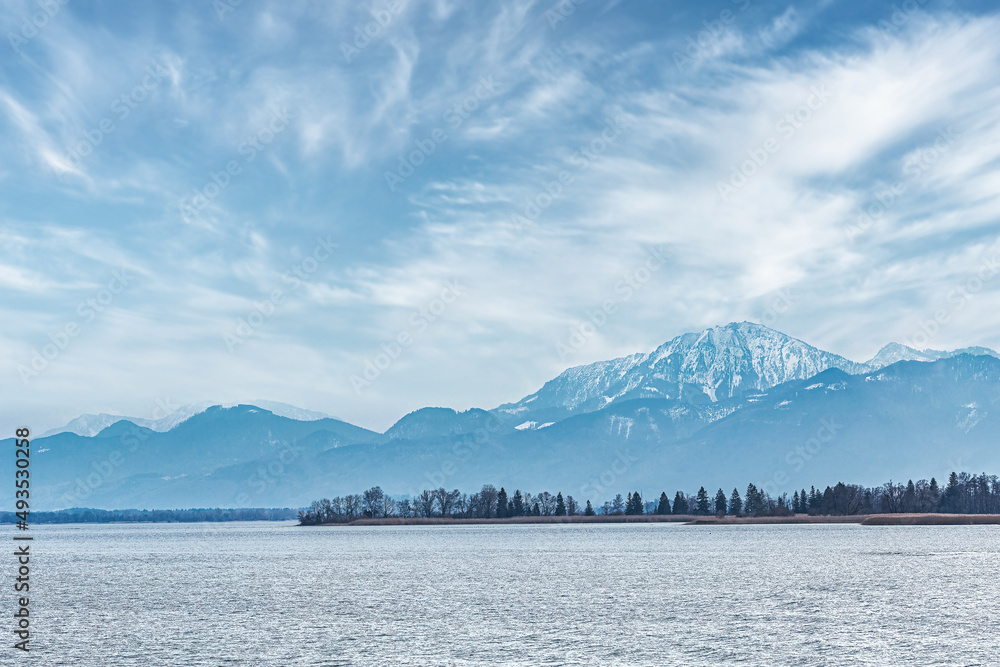 View at lake Chiemsee, bavaria, in late winter