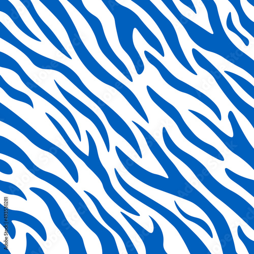 Vector animal print. Blue zebra ornament. Vector illustration.