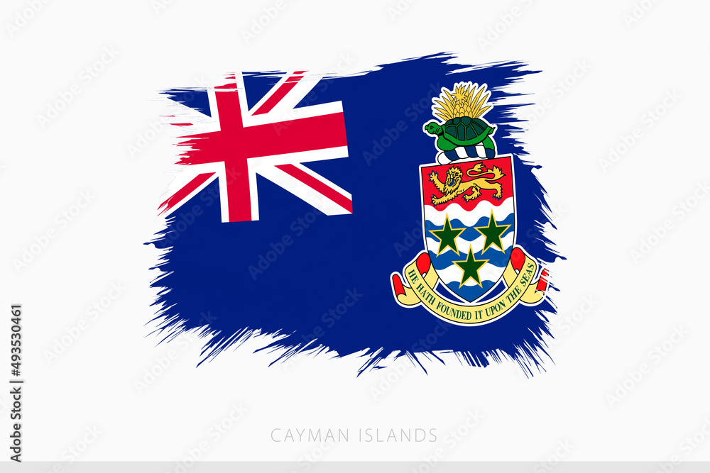 Fototapeta premium Grunge flag of Cayman Islands, vector abstract grunge brushed flag of Cayman Islands.