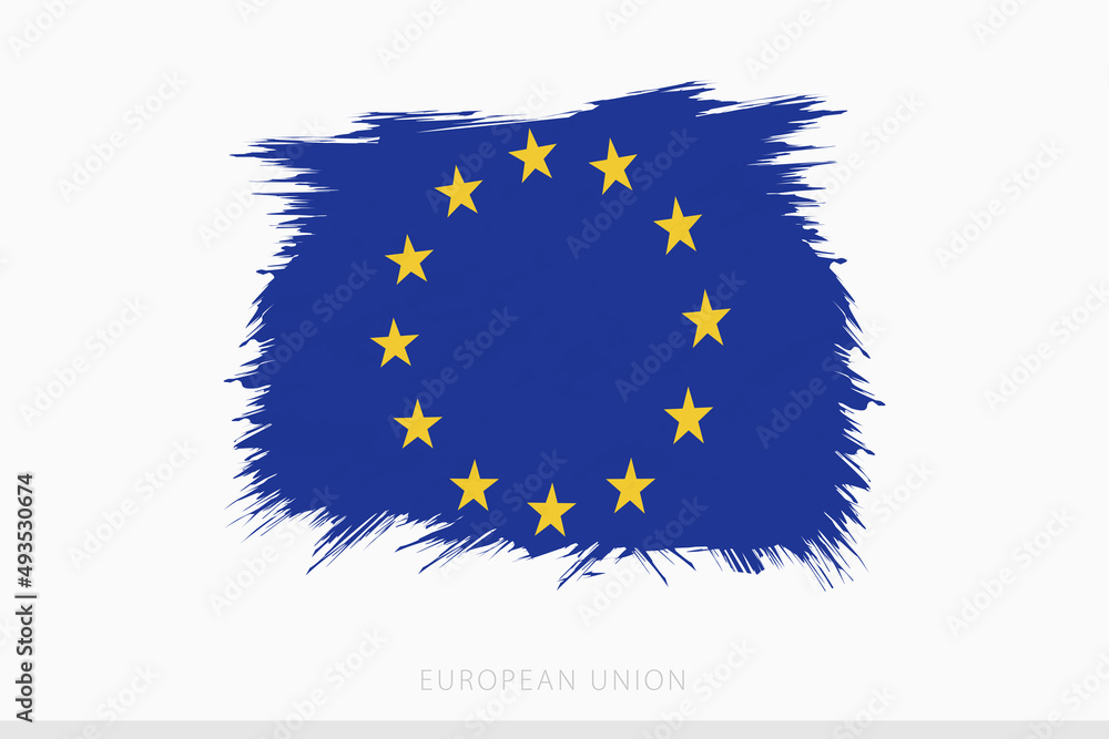 Grunge flag of European Union, vector abstract grunge brushed flag of European Union.