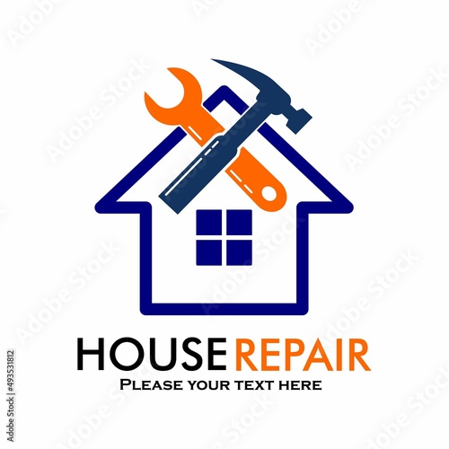House repair logo template illustration.