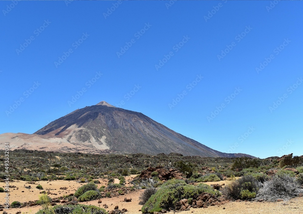 Montaña Teide Tenerife con plantas y cielo Montaña Teide Tenerife con plantas y cielo