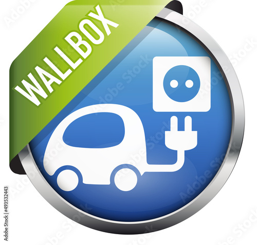 Blauer Button e-Auto Stecker wallbox