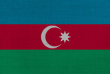 Patriotic textile background in colors of national flag. Azerbaijan
