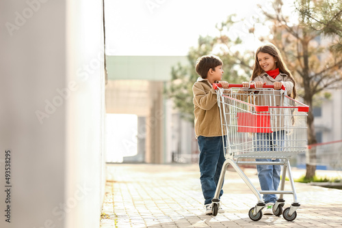 Cute children with empty sh...