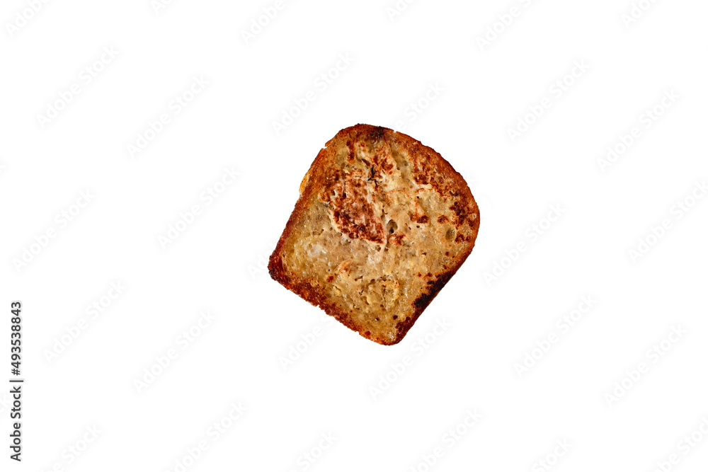 fried toast on white background isolated