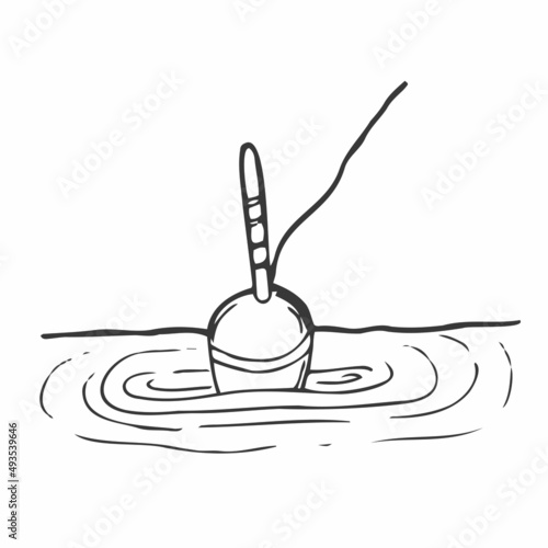 Continuous line drawing of fishing float. TeFishing floatmplate for your design works. Vector illustration.