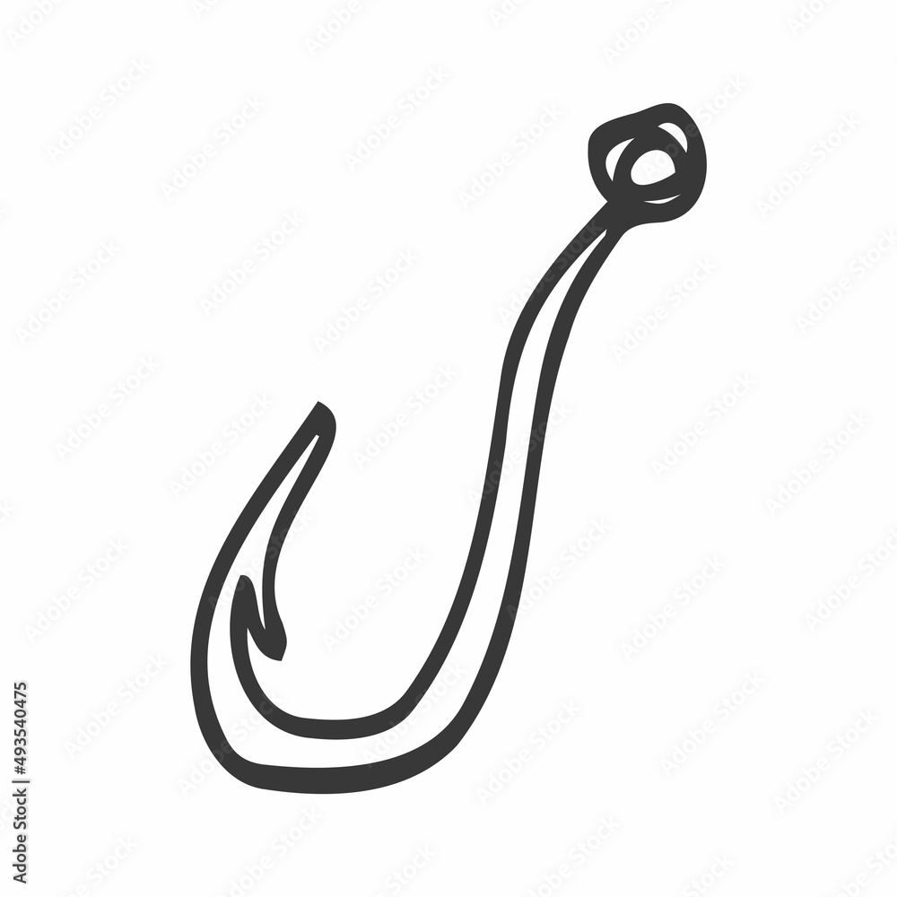 Doodle icon hook for fishing. vector illustration Doodle icon hook for fishing. vector illustration