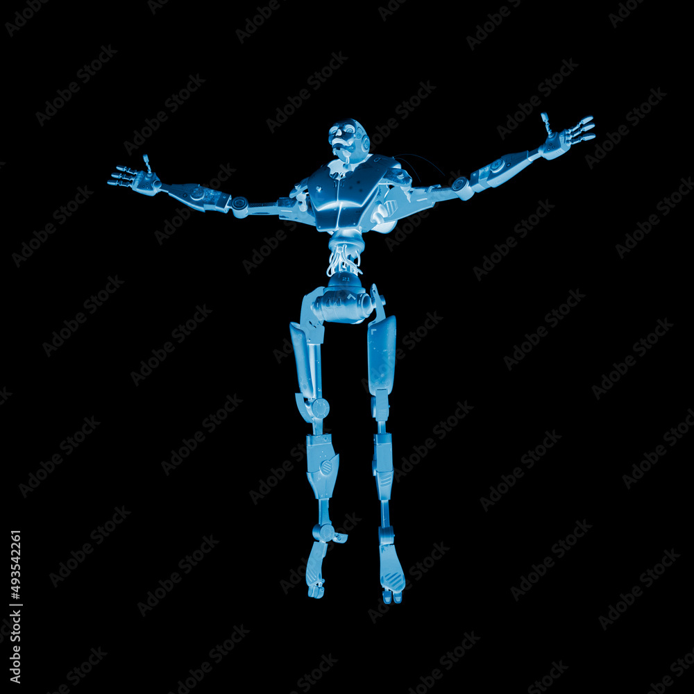 skull bot is being abducted in a white background skull bot is being abducted in a white background