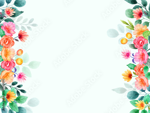 watercolor frame with spring flowers