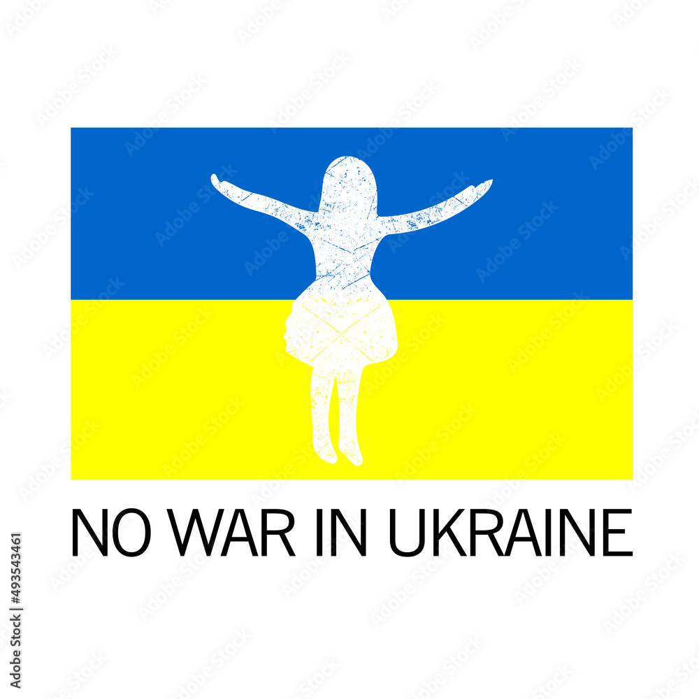 No war in Ukraine. Save Ukraine. Pray for Ukraine peace. Vector illustration