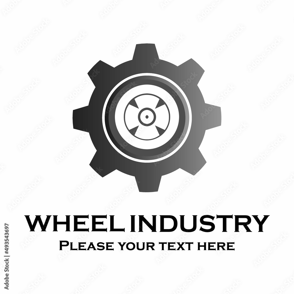 wheel industry logo template illustration. there are gear and whell. suitable for whell industry, button, app, automotive, emblem, symbol, mobile etc