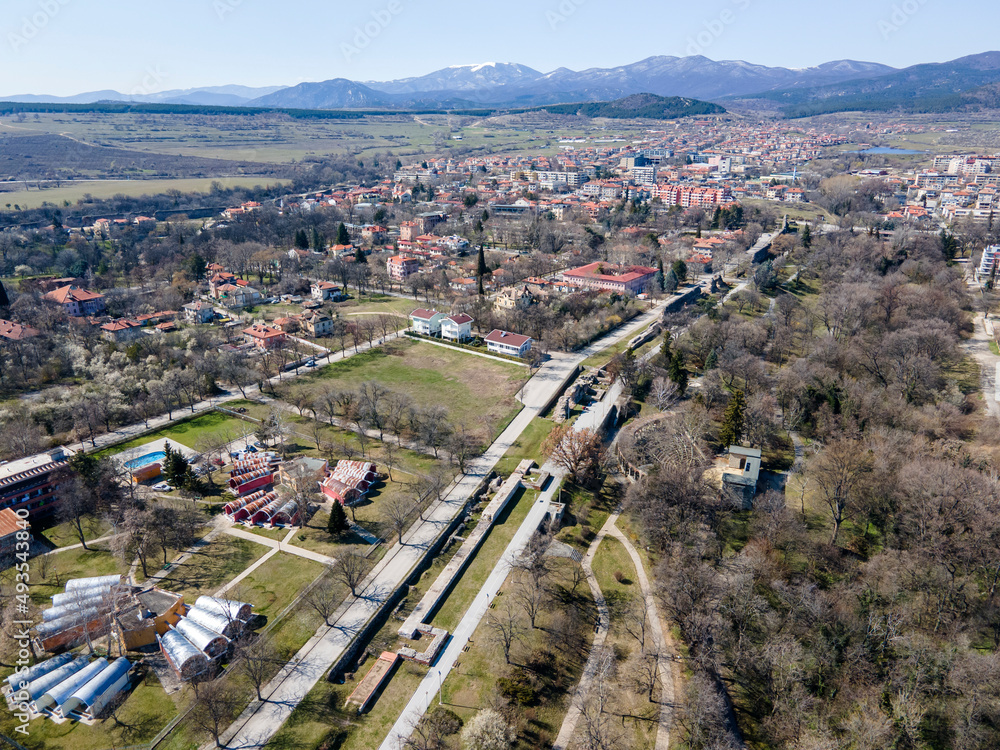 Aerial view of town of Hisarya, Bulgaria