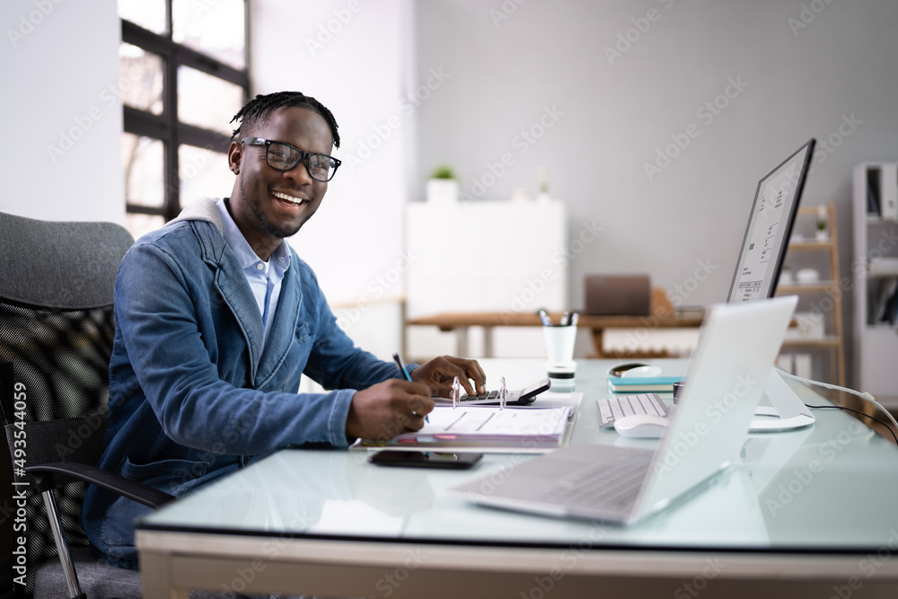 Professional Accountant Man In Office Doing Accounting Professional Accountant Man In Office Doing Accounting