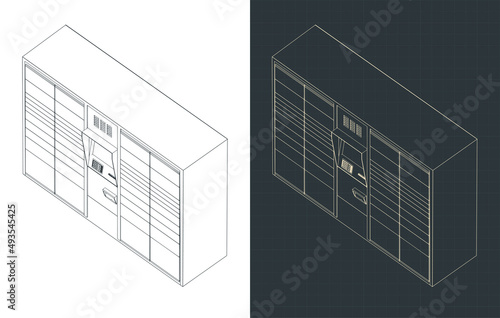 Automated parcel terminal isometric drawings