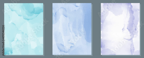 Watercolor background. Abstract artistic wallpaper for wall art. Three background options, with space for text. Abstract watercolor background, vector