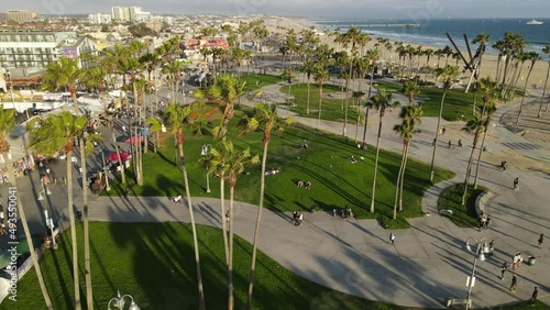 Santa Monica California Drone Aerial Footage Los Angeles Beach Pier photo