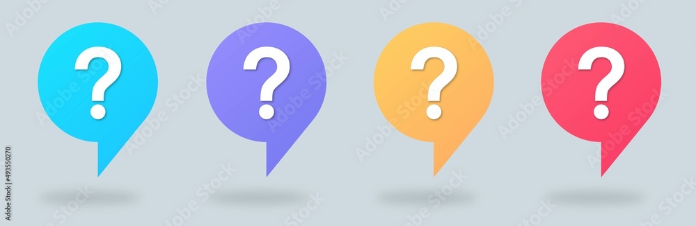 Question mark icon set. Colorful help sign speech bubble. Question mark icon set. Colorful help sign speech bubble.