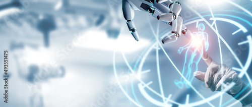 Obraz na plátně Robot hand ai artificial intelligence assistance for medical healthcare practice